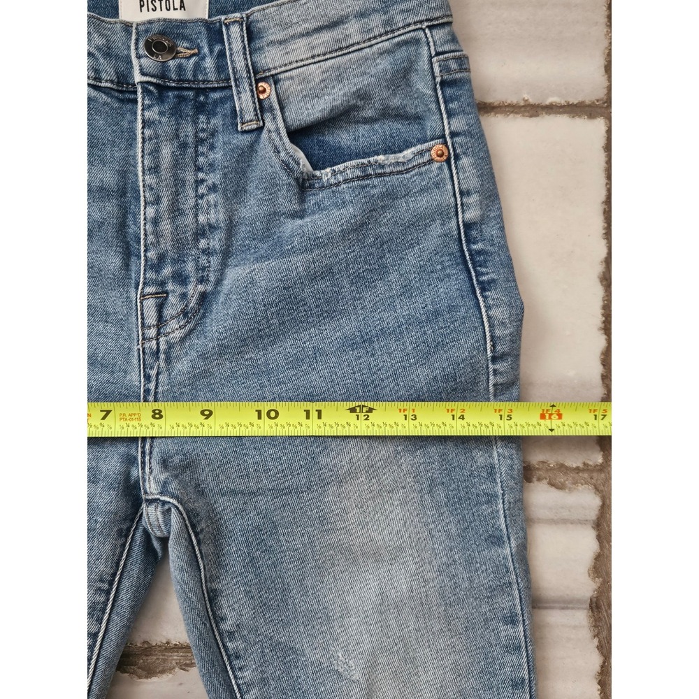 Pistola High Rise Flare Jeans Blue Distressed Raw Hem Size 25 P6088SSJ-ZMA - Picture 7 of 11